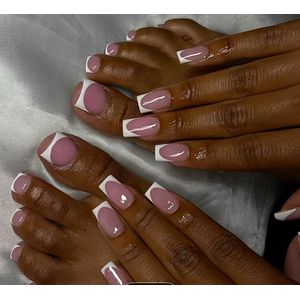 SHEIN 48pieces Squared French Tips Toe And Finger Nails + Nail File + Miniglue