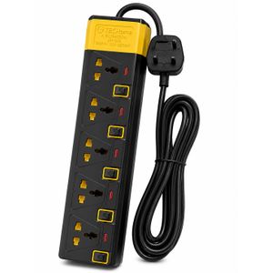 TEC TEChome A Extension SK-305 5-Way Extension Socket – Black & Yellow