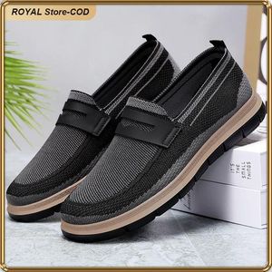 ASHION Men's Lightweight Breathable Mesh Slip-On Walking Shoes - Black - Black - EU 43