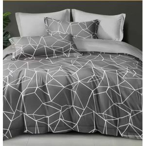 Cado Rough lines Double size bedsheet with 2 pillowcases- grey white 