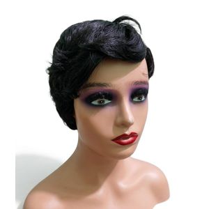Short black wig cap