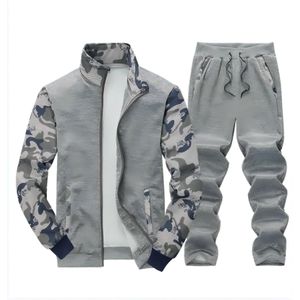 Men's two-piece set jacket trousers sportswear-Grey