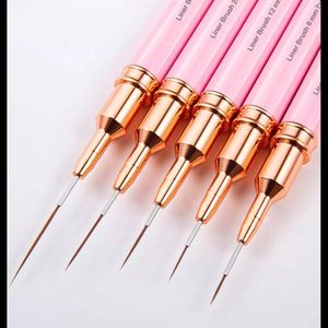 5-Piece Metallic Nail Art Liner Brush Set – Professional Fine Detail Nail Painting Brushes for Gel, Acrylic & DIY Nail Designs