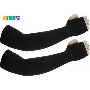 A pair of Ant-UV Ice Sleeves With Thumb Holes for Men Boys, Cooling Compression UV Arm Cover, Outdoor Sports Sleeve Arm -BLACK