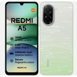 Xiaomi Redmi A5 -32MP/8MP Selfie - 128GB HDD - 4GB RAM - 5200mAh - 6.88''  Dual Sim With FREE PHONE CASE & SCREEN PROTECTOR - Lake Green