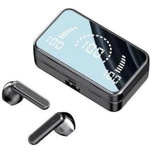 M28 TWS Wireless Bluetooth 5.3 Earphones with Mirror LED Digital Display Charging Case – Black