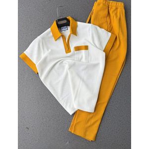 Quality Men Top and Down Kaftan - White /Yellow
