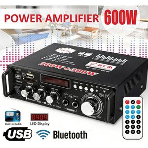 2 Ch HIFI Audio Stereo Power Amplifier with Remote Control - 600W - Black