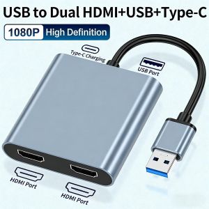 USB 3.0 To Dual HDMI, USB, USB-C / Type-C High Definition Converter 4K USB Same Screen Extender