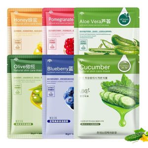6-Pack Natural Skin Care Masks (Honey, Pomegranate, Aloe Vera, Olive, Blueberry, Cucumber) - 30g each