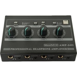 Pro Active 4 channels Headphone / Inear Amplifier with 3.5mm and 6.35mm slots - Black