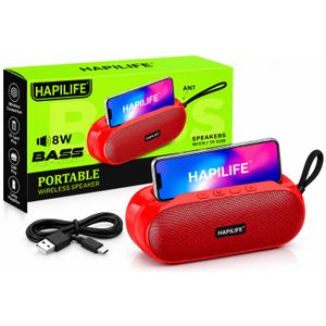 L09-Portable Wireless Bluetooth Speaker – 8W Bass Speaker with USB & TF Card Playback - RED & BLACK