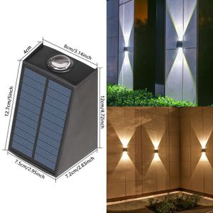 Outdoor solar wall light, waterproof garden wall lamp - White light + Warm light