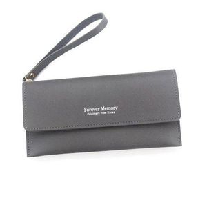 Long PU Leather Wallet For Ladies - Grey