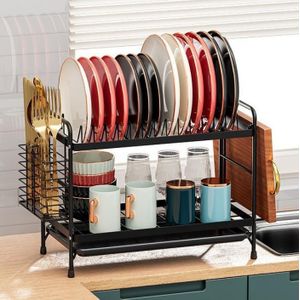 Two Layer Metal Drain Rack Kitchen Organizer