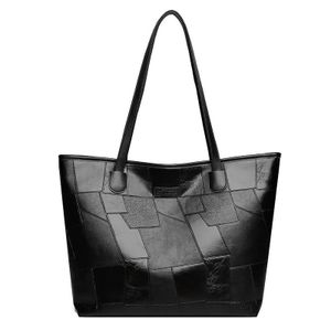 Retro Black Leather Tote Bag Large Capacity  Quality  Handbag Shoulder Bags For Lady