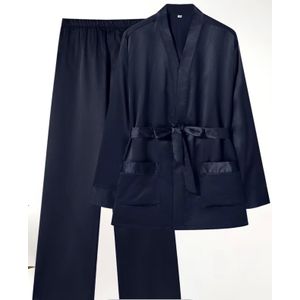Casual Men's Home Wear Set with Robe and Pant