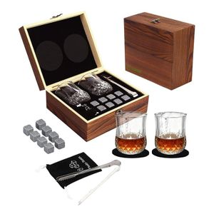 Whisky Stones and Glasses Gift Set, Whisky Granite Chilling Stones