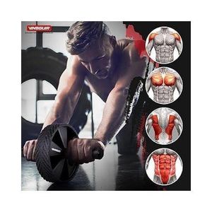Perfect Fitness Ab Carver Pro Ab Roller Kinetic Engine Wide Wheel + Knee Pads- black