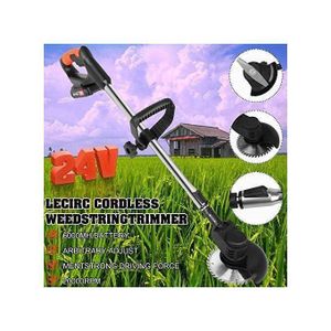 Weed Eater Cordless Brush Cutter Lithium Battery Mower with 3 Kinds of Blades Adjustable Head for Garden Grass - Black