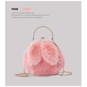 HUAHUA Plush rabbit bag female diagonal cross Korean version cute hand-held fur imitation fur new rabbit ear clip bag