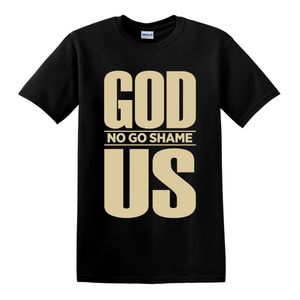 GOD NO GO SHAME US Christian T-Shirt  Faith Graphic Tee  Unisex Cotton Shirt- Black