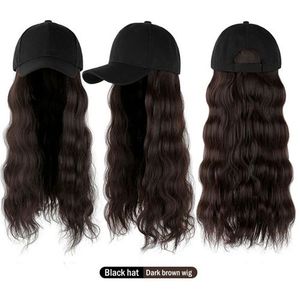 Long Wavy Synthetic Wig With Knitted Cap, Fashionable
