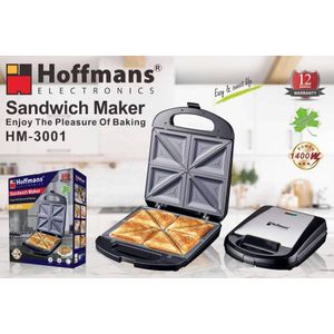 Hoffmans High Quality Non- Stick Sandwich Maker HM-3001 - Black