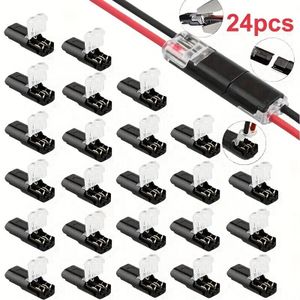 24-pack of locking double-wire connectors, locking double-wire insert connectors, 2-pin 2-way compact wire terminals, quick-connect connectors for AWG 22-18.