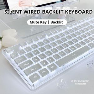 General GX710 wired backlit keyboard Cool backlight Ergonomic design Waterproof and dustproof Used for office and games-White