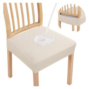 TodyJeyHo Stretch Chair Seat Covers4 PCS, Removable Washable Dining Chair Covers Anti-Dust Dining RoomSeat (4, Beige)