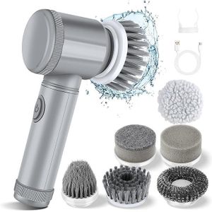 6 Heads Electric Spin Scrubber Cordless Bath Tub Power Scrubber with Handle