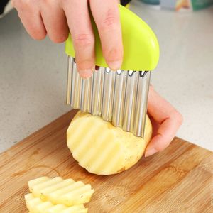 Set Of 2 Potato Slice Knife, Wavy French Fries Cutter With Stainless Steel  Blade And Silver Wood Handle For Vegetable, Fruit And Waffle