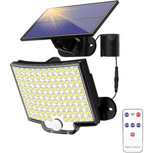 WakeView Solar Motion Sensor Lights Outdoor, 106LED Split Solar Panel Security Light with Remote Control, IP65 Waterproof, 3 Modes for Backyard, Garage, Garden