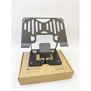 Universal Metal Folding Laptop Stand - Adjustable Ergonomic Desktop Riser for 10"-17" Laptops & Tablets-Black