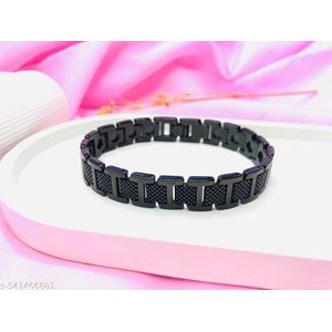 Men’s Black Stainless Steel Bracelet – Adjustable, Durable & Stylish Wrist Accessory (Unisex) 