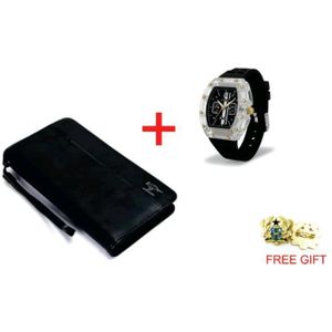 AD 2 in 1 Long Wallet + Watch + Gift - Black