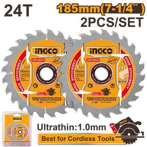 Ingco TSB1853 Ultra-thin TCT Saw Blade Set 7" - Silver & Yellow
