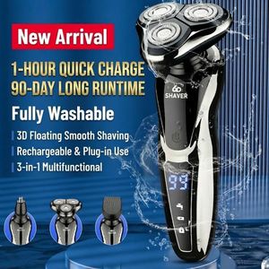 3-in-1 Electric Shavers For Men Set USB Rechargeable Washable LED Displa