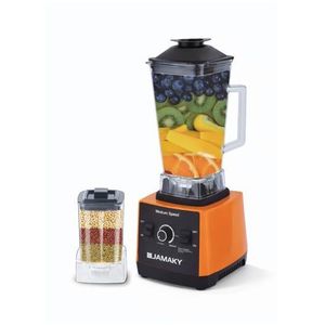 7000W High Power Kitchen Blender, 2-in-1 Blender with Grinding Hopper - 2L Main Bowl, 0.8L Grinder Cup, Stainless Steel Blades, Ice Crushing Smoothie Food Processor Blender - Orange