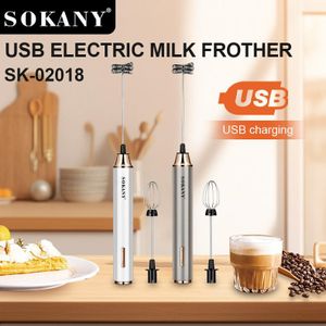 Sokany Adjustable Rechargeable Milk Frother - 304 Stainless Steel Handheld Electric Foam Maker, Large Battery USB Charging Drink Mixer, Multi-Use Milk & Egg Beater for Coffee, Latte, Matcha, Portable Whisk for Daily & Travel, Ideal Christmas Gifts
