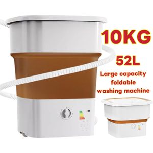 10KG Washing Machine | Wash & Spin Dual Function | Portable Foldable 52L Extra Large Capacity (Caramel) | with Drain Basket & Space-Saving Design | 3-Mode Deep Clean Mini Washer for Apartment, Camping, Travel & Dorm