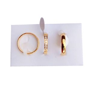 3 Piece Stainless Steel Wedding Rings Set - Gold