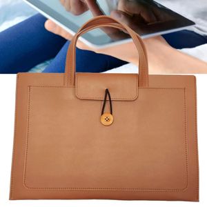 PU Leather Computer Bag Thin Lightweight Handheld Laptop Tote Bag with Comfortable Handle for Travel Business Trip