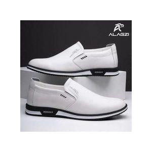 ALagzi Men's Outdoor Formal Leather Shoes Louboutins - White