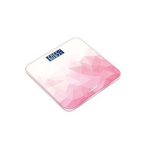 Digital Body Weight Scale 180kg Capacity, Tempered Glass Platform, High-Precision Sensor, LCD Display (W26 x D26)cm / (W10.2 x D10.2)inch - Pink