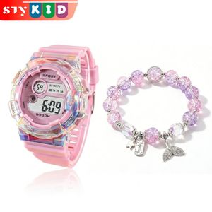 STY Children's Watch & Bracelet Set Girls Electronic Watch Sweet Style Bracelet