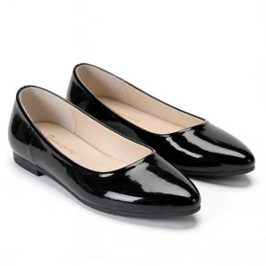 Elegant Glossy Women's Flats/Loafers Soft Office Shoes - Black