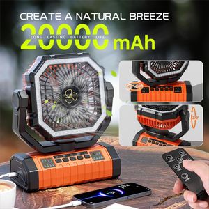 Portable Rechargeable Camping Fan with LED Light & Remote Control USB Charging 20,000mAh Battery Oscillating Fan for Home, Tent & Outdoor