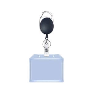 Multifunctional Retractable Waterproof Card Case Keychain Ring Card Sleeve-9.4 x 7 cm